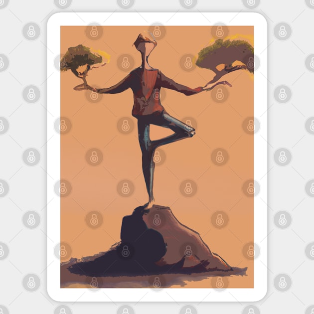 Yoga Tree Pose Sticker by JohnCorney